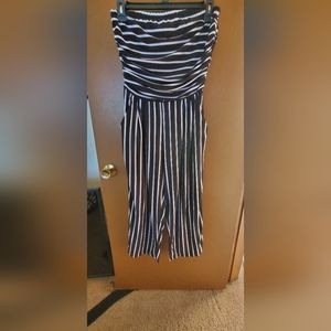 Blk/Wht striped jumpsuit